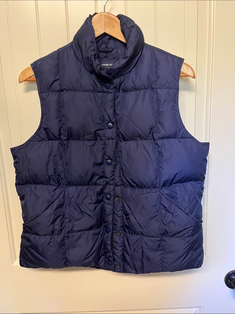 Lands' End Navy Quilted Puffer Vest - Women's